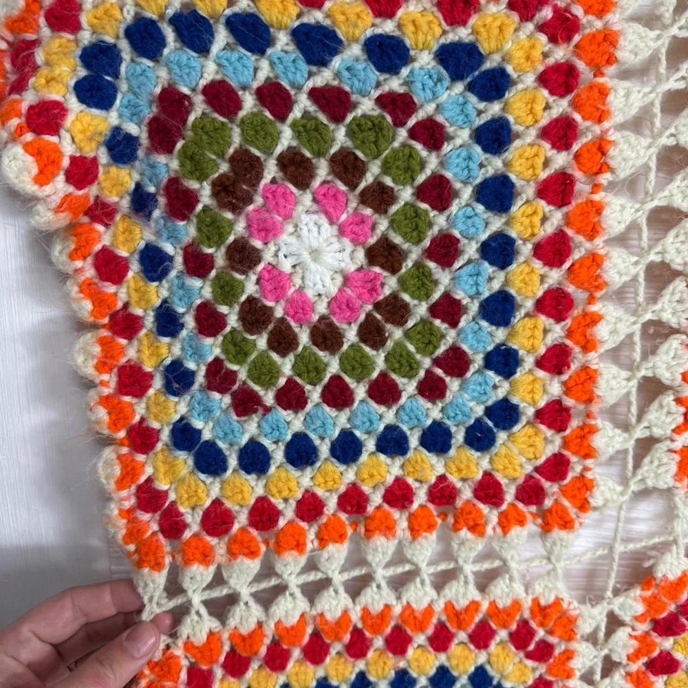 Colorful Granny Square Crochet Blanket